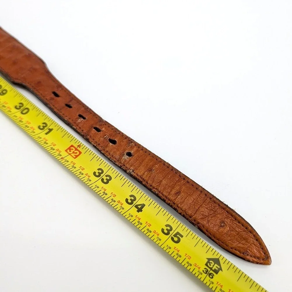 Deer Park Genuine Ostrich Leather Western Belt‎ Brown Cognac Size 32